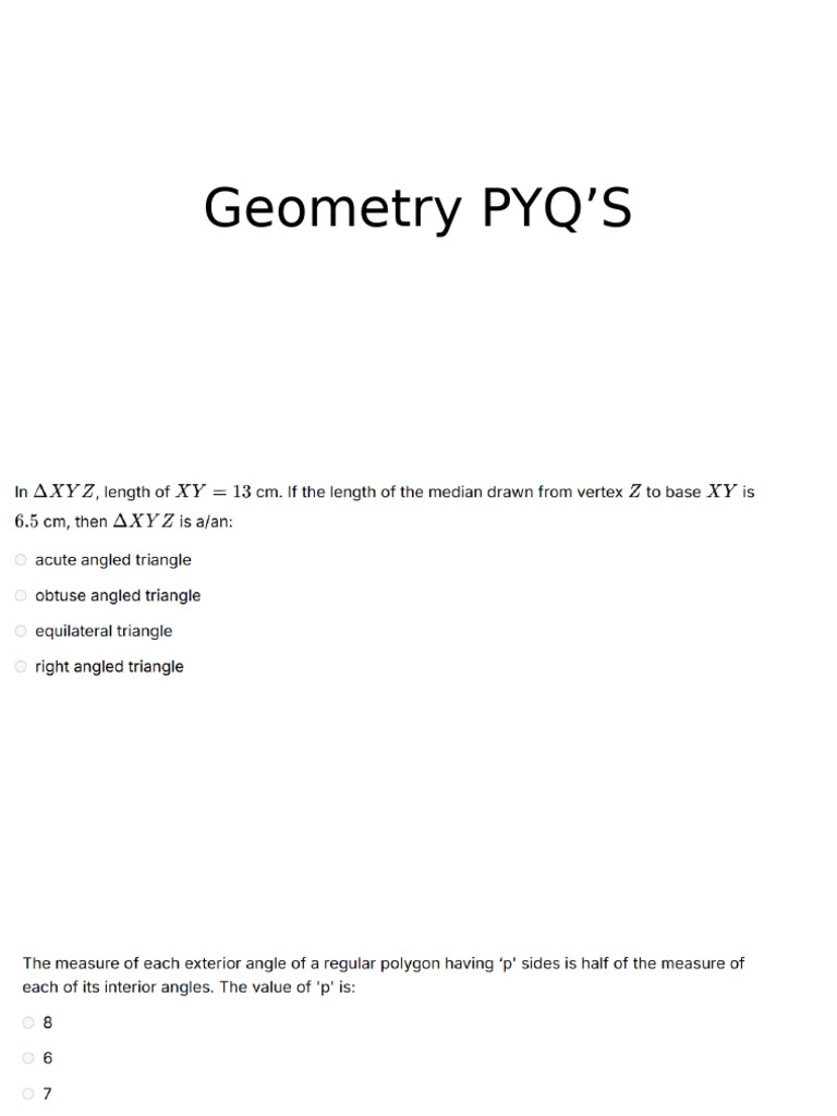 Geometry PYQ's | PDF