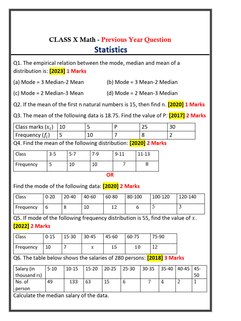 X Statistics 1 | PDF | Mode (Statistics) | Arithmetic Mean