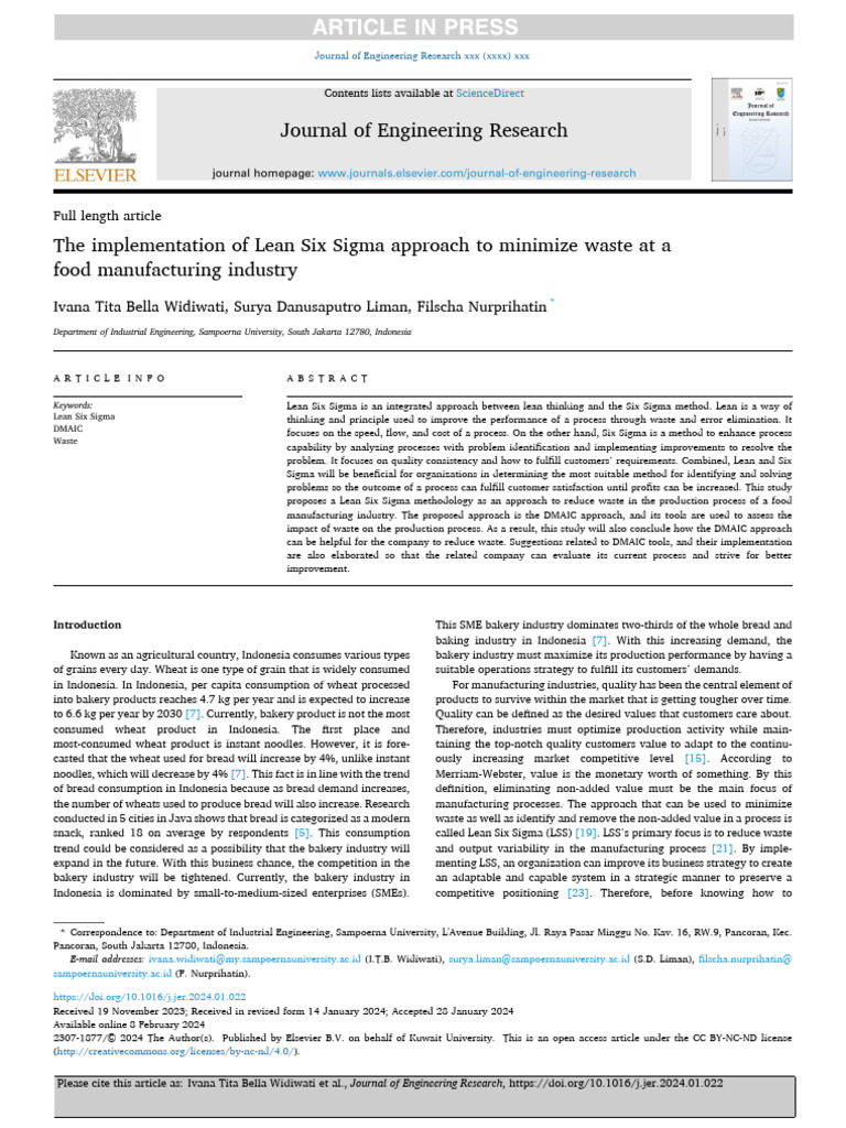 The Implementation of Lean Six Sigma Approach to Minimize Waste at a ...
