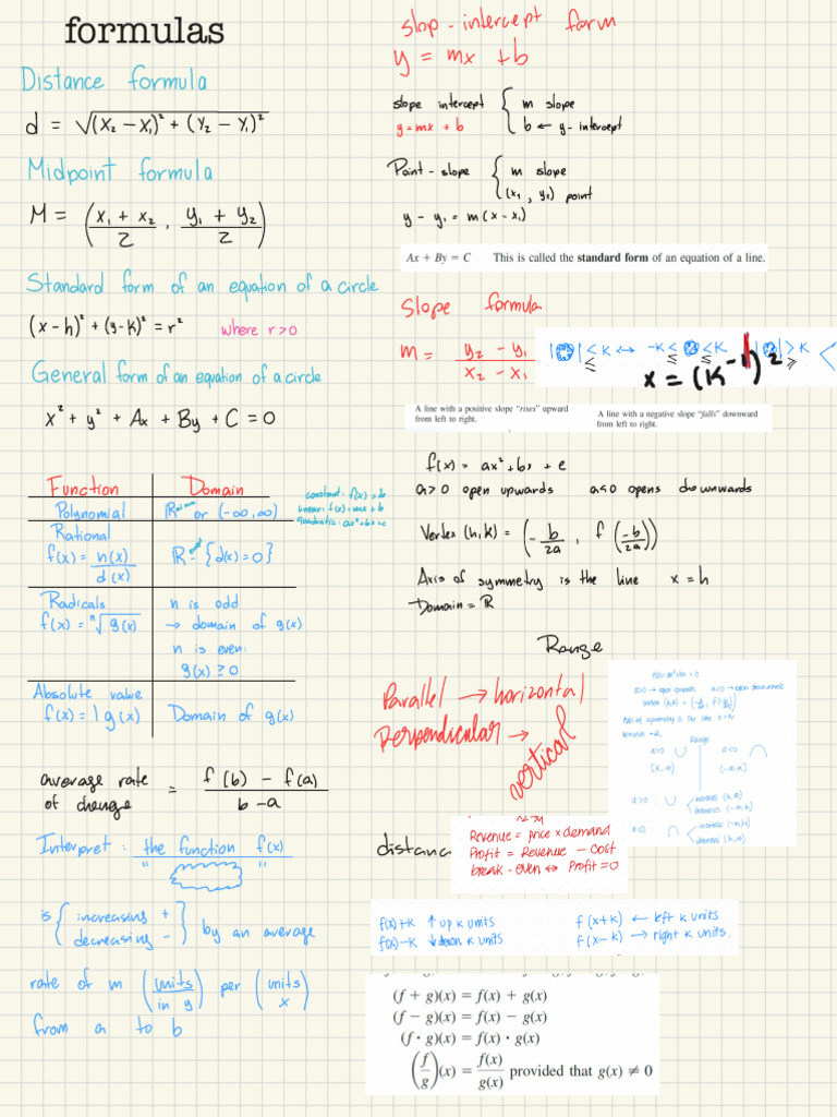 Essential Math Formulas Explained | PDF | Equations | Mathematical Concepts