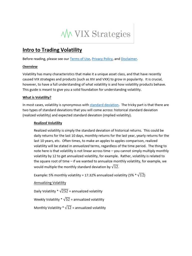 Understanding Volatility Trading Basics | PDF | Vix | Futures Contract