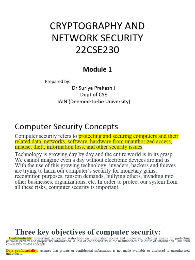 Module 1 Cns | PDF | Encryption | Security