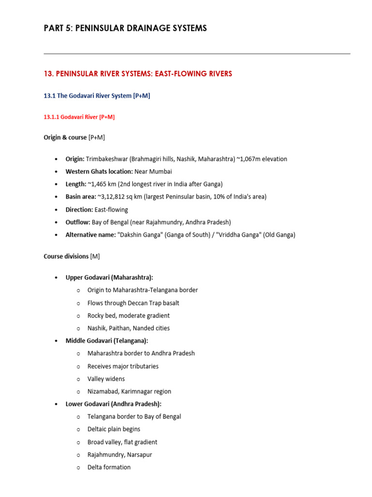 Peninsular River Systems Overview | PDF | Water | Bodies Of Water