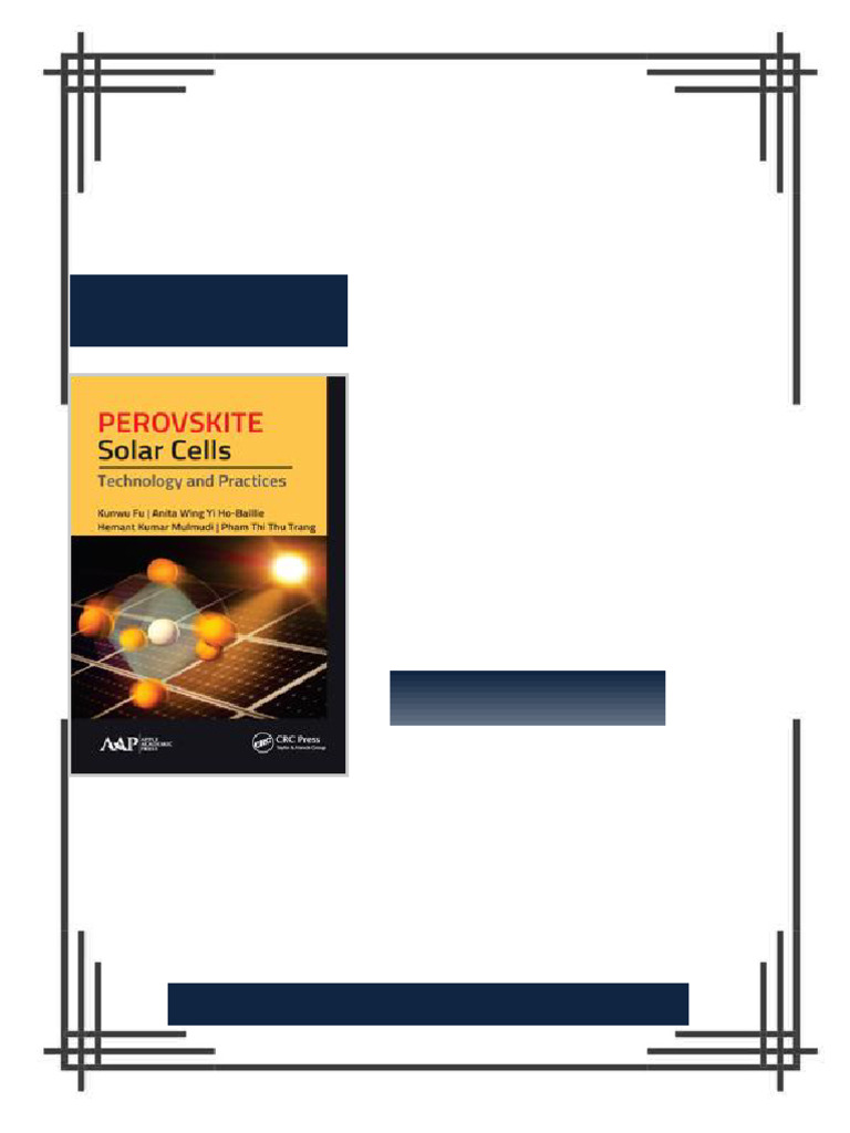 Perovskite Solar Cells Technology and Practices 1st Edition Kunwu Fu ...