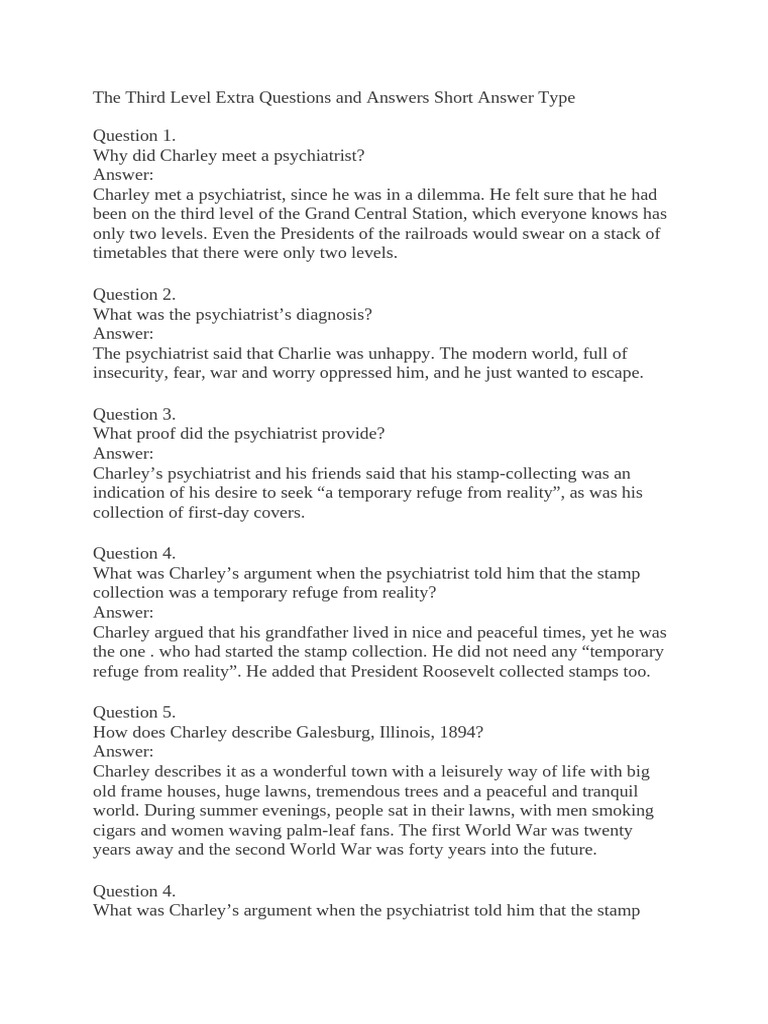Third Level Questions & Answers Guide | PDF
