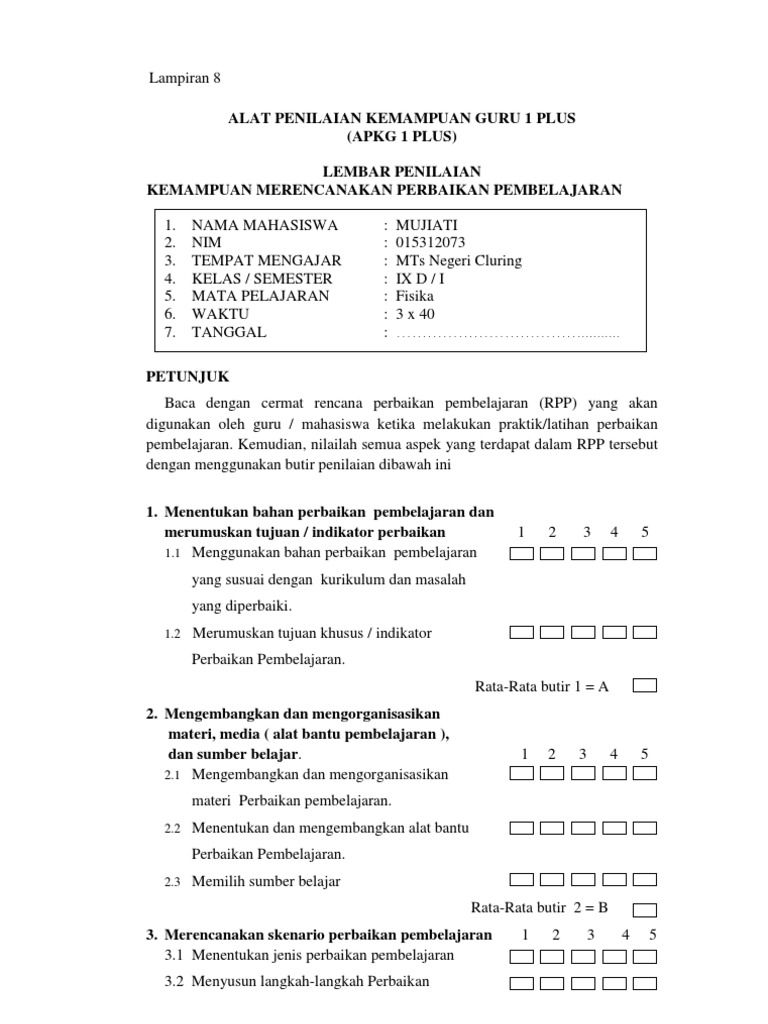 Format APKG 1 dan 2 untuk PKP | PDF | Karier & Perkembangan