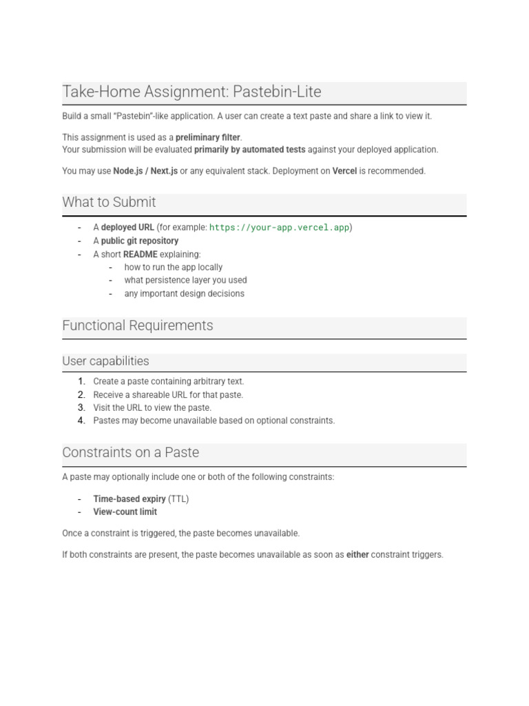 Build a Pastebin-Like App Assignment | PDF | Computing | Computer Science