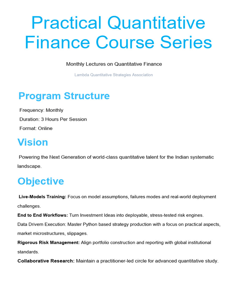 Monthly Quantitative Finance Lectures | PDF | Statistics | Time Series