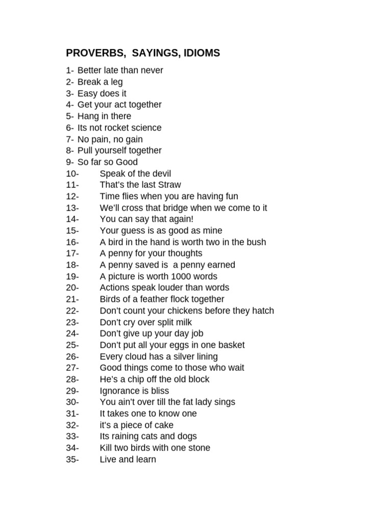 Common Proverbs and Sayings Explained | PDF