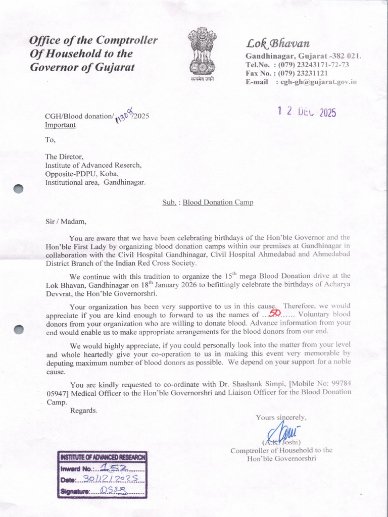 Letter of Comptroller - Honble Governorshri. | PDF