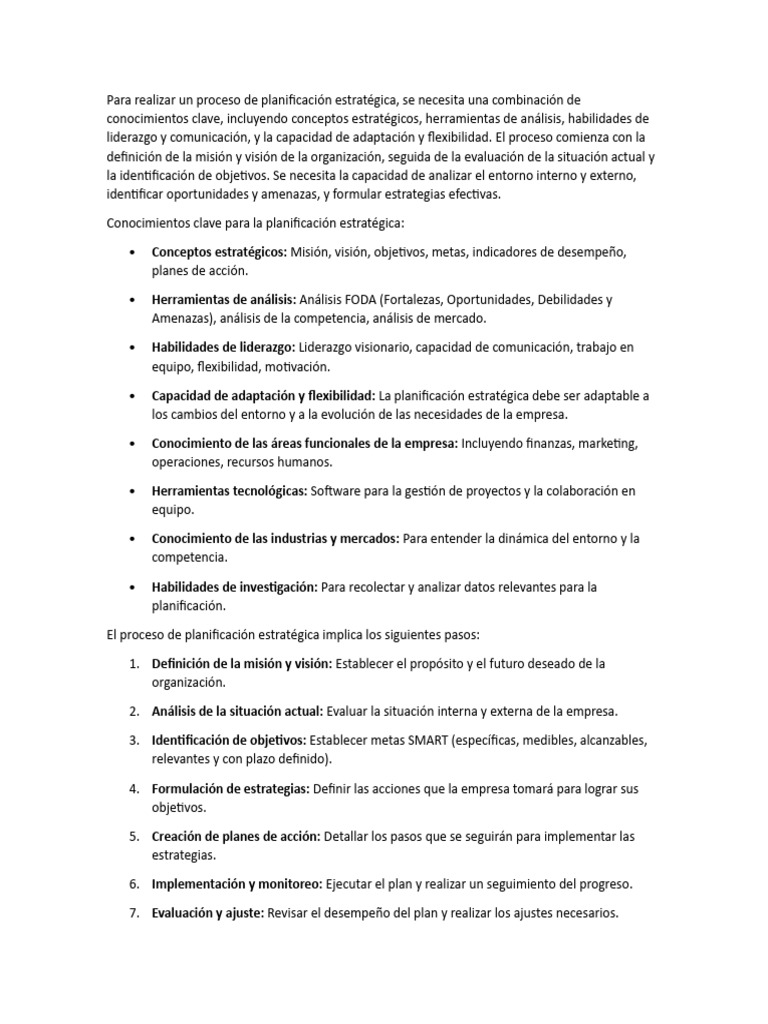 Claves para la Planificación Estratégica | PDF | Planificación ...