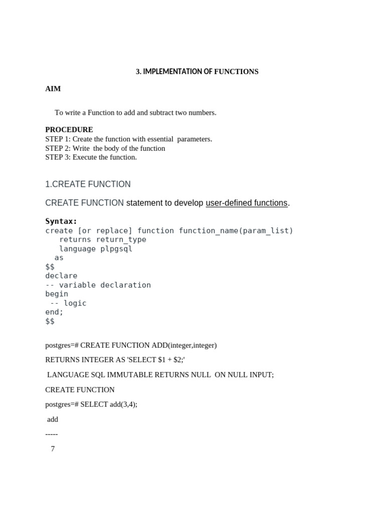 Create Functions for Adding and Subtracting | PDF
