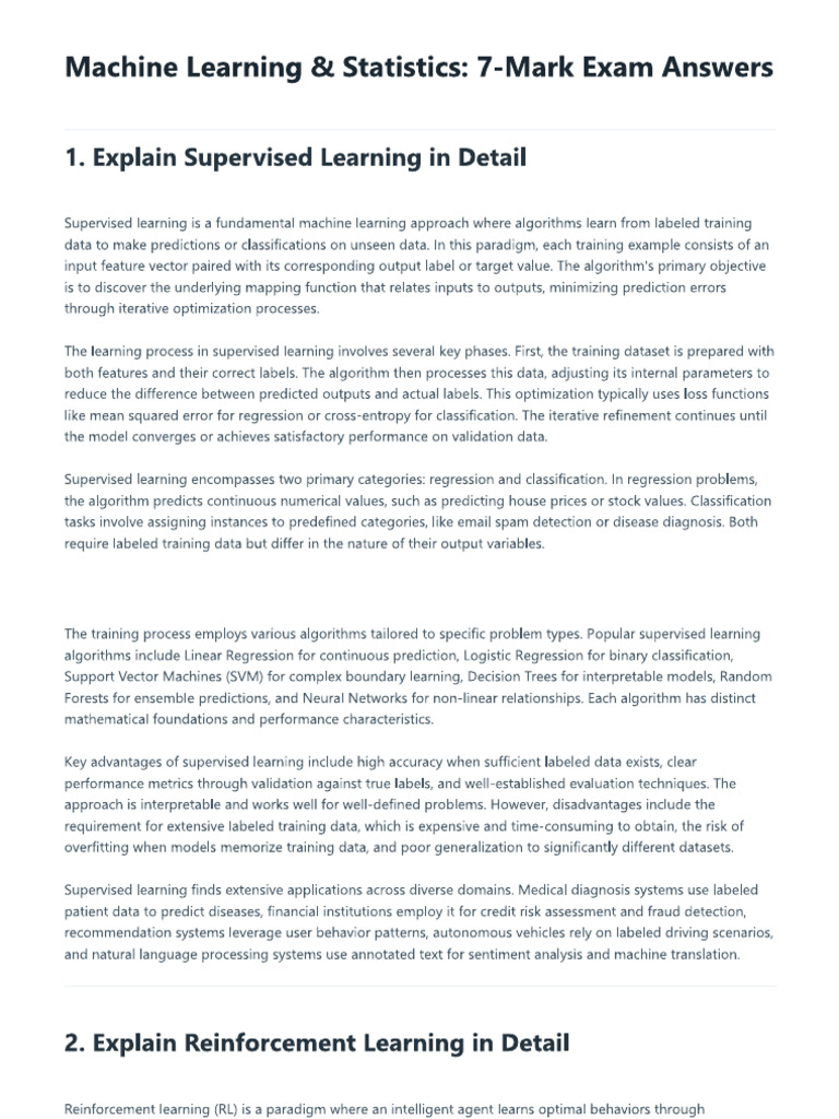 Machine Learning - 7 Mark | PDF