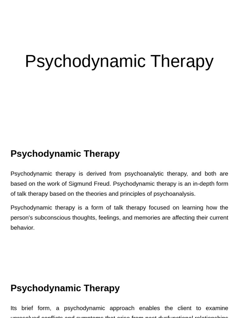 Understanding Psychodynamic Therapy | PDF | Psychotherapy | Psychodynamics