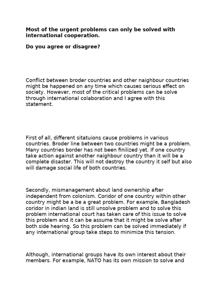 International Cooperation in Conflict Resolution | PDF | Verb ...