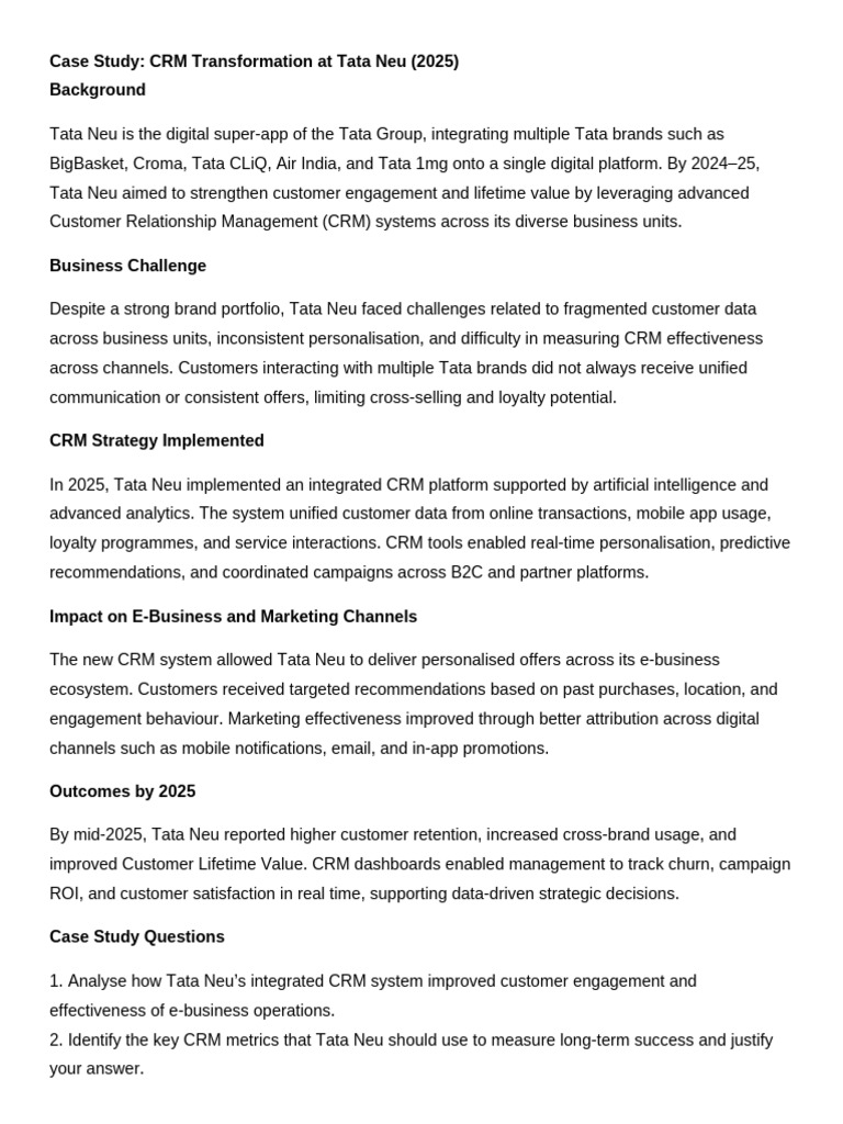 Tata Neu CRM Transformation Case Study | PDF