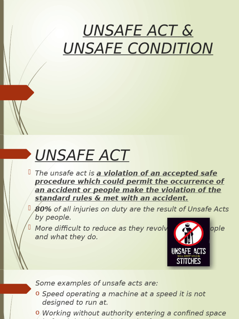 unsafeactunsafecondition-240820081005-a8839e52 | PDF | Occupational ...