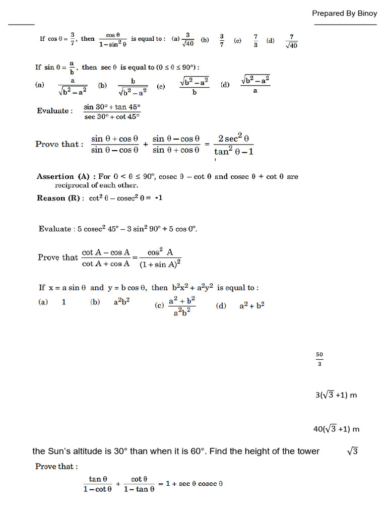 Trigonometry Problems and Solutions | PDF
