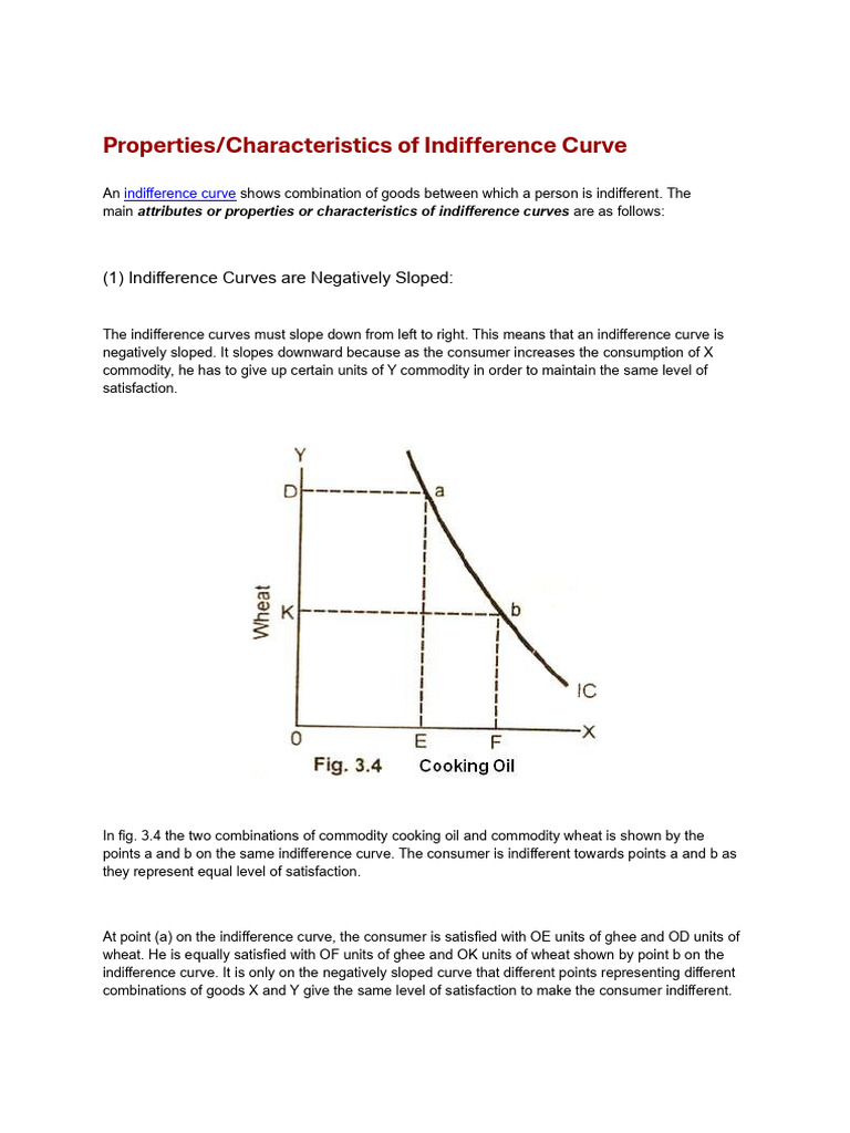 Indifference Curve Properties Explained | PDF | Economic Theories ...