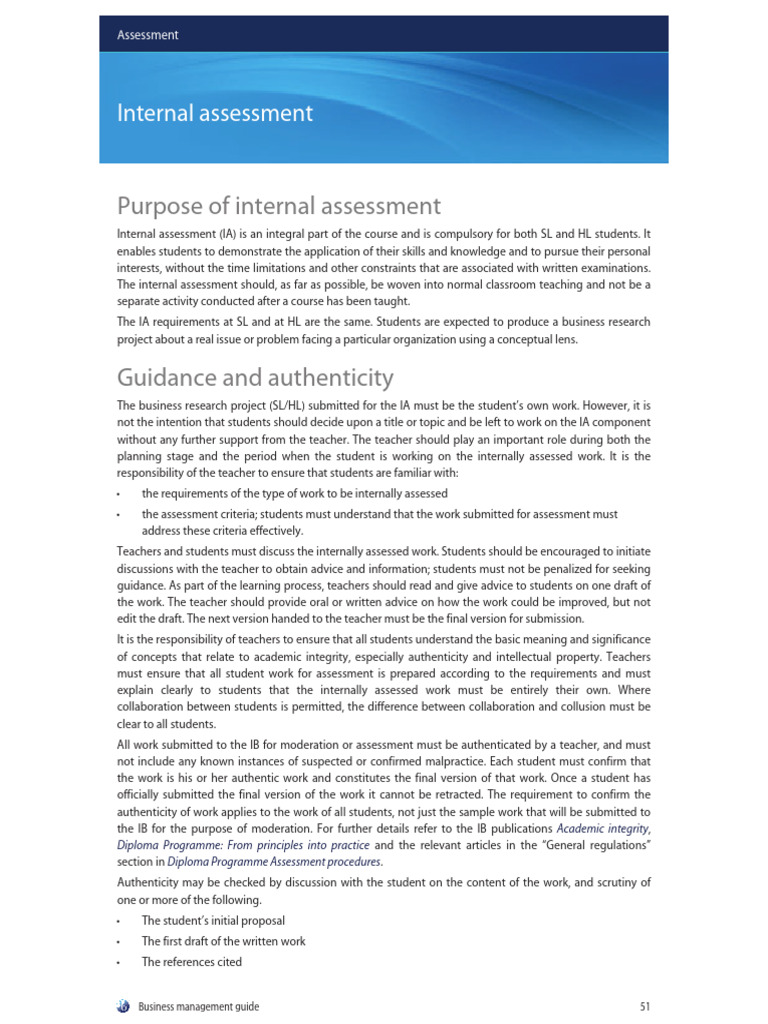 Internal Assessment Guide for Business Management | PDF | Career & Growth