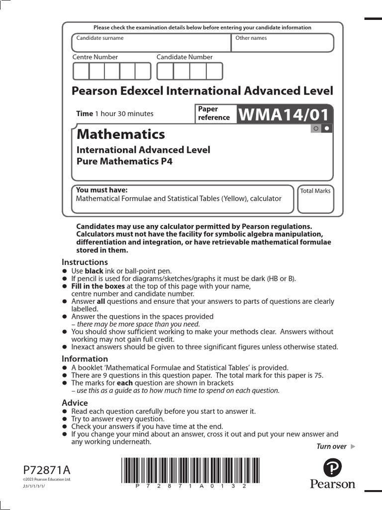 International A-Level Pure Mathematics Exam | PDF | Mathematics | Area
