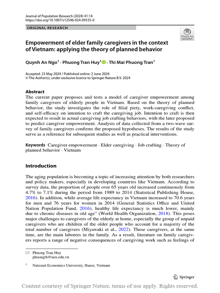Empowerment of Elder Family Caregivers in the Cont | PDF | Self ...
