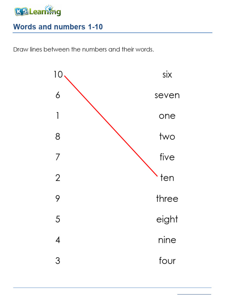 Matching Numbers Words b | PDF