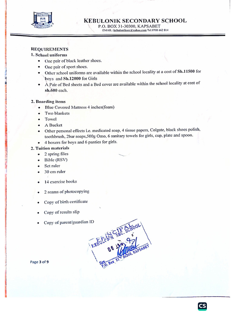 Fees Structure and Other Requirements | PDF