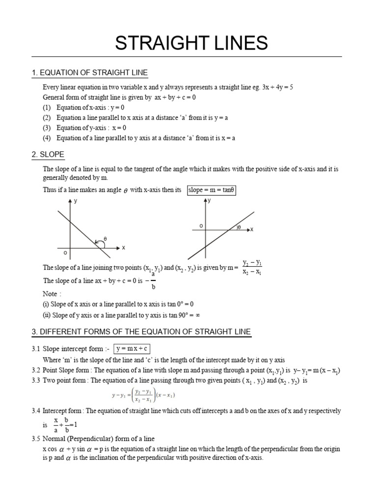 Understanding Straight Lines and Their Equations | PDF | Slope | Line ...