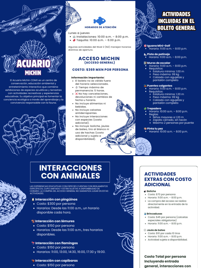 Acuario Michin CDMX: Horarios y Actividades | PDF | Entorno natural