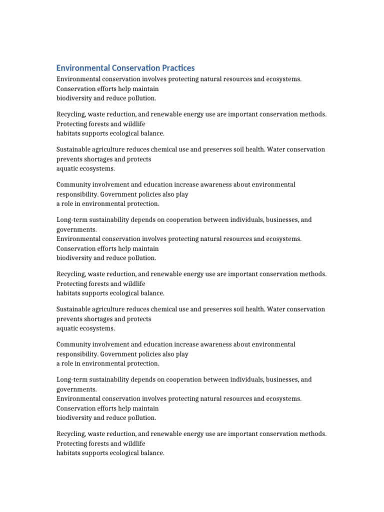 Essential Environmental Conservation Practices | PDF | Conservation ...