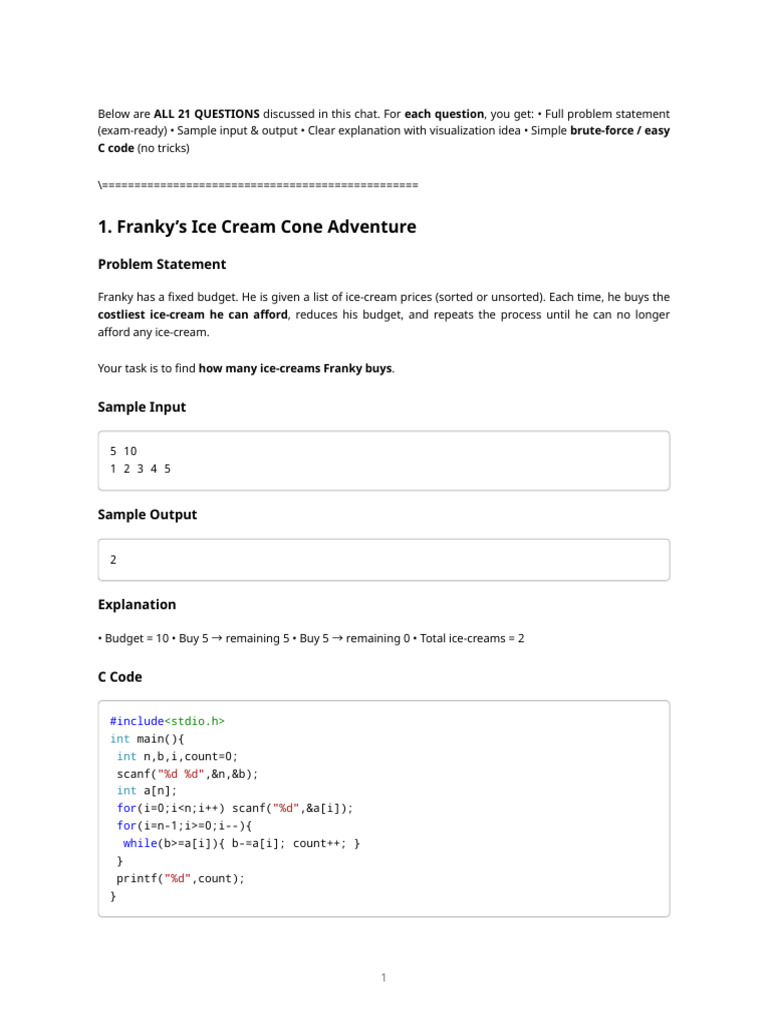 21 Coding Problems with C Solutions | PDF | Computer Engineering ...