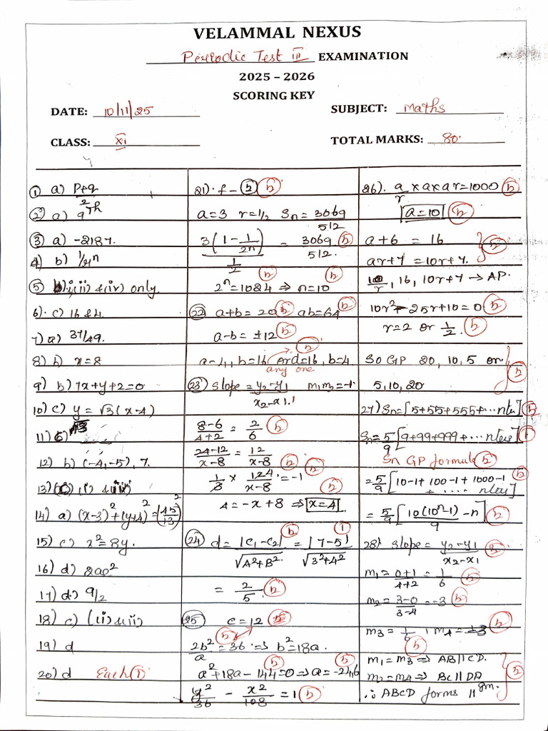PT - 3 - Class XI - Maths Velammal | PDF