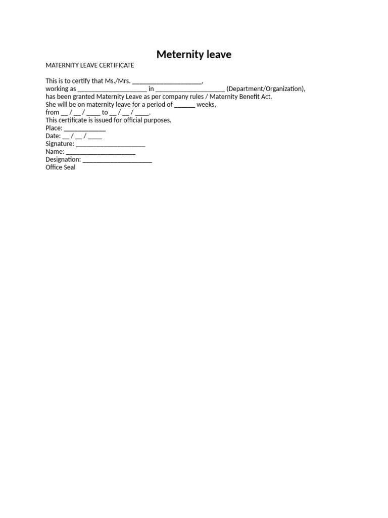 Meternity Leave | PDF