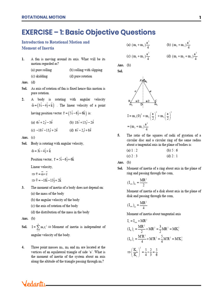 Rotational Motion EX-1 | PDF | Rotation Around A Fixed Axis | Rotation