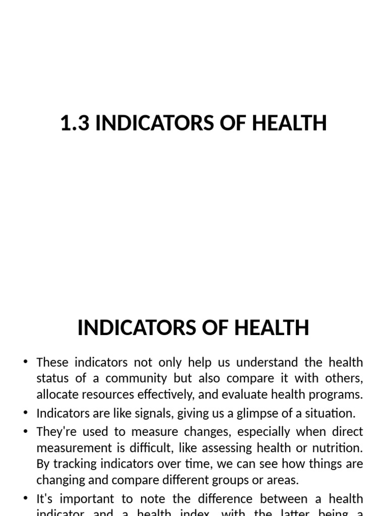 PHC 1.3 Indicators of Health | PDF | Health Care | Social Policy