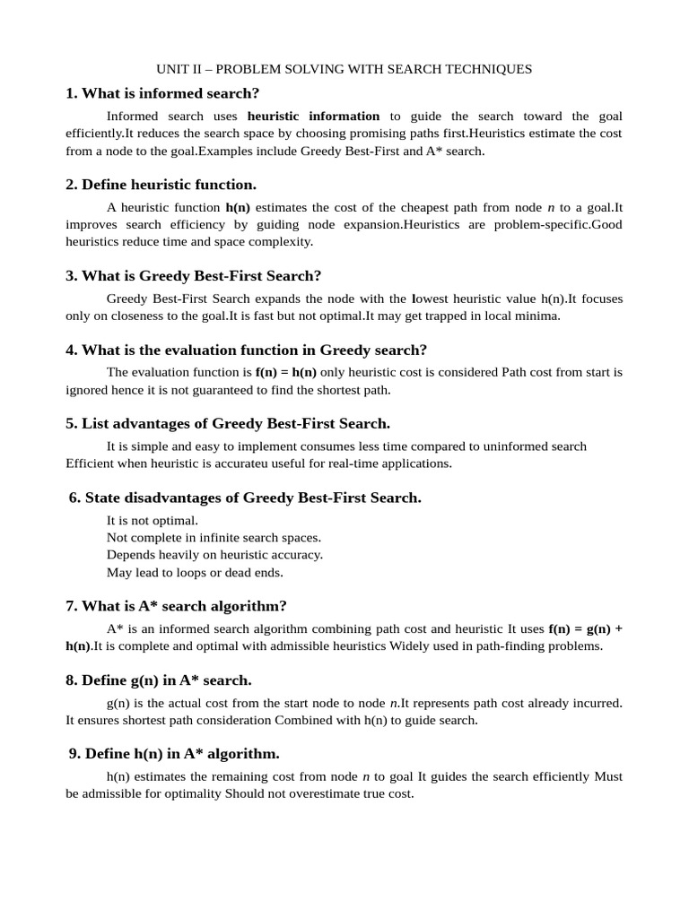 Informed Search Techniques & CSP Overview | PDF | Game Theory | Applied ...