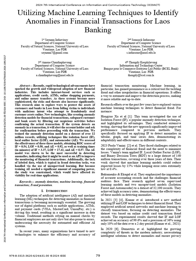 Machine Learning for Fraud Detection in Laos | PDF | Sensitivity And ...