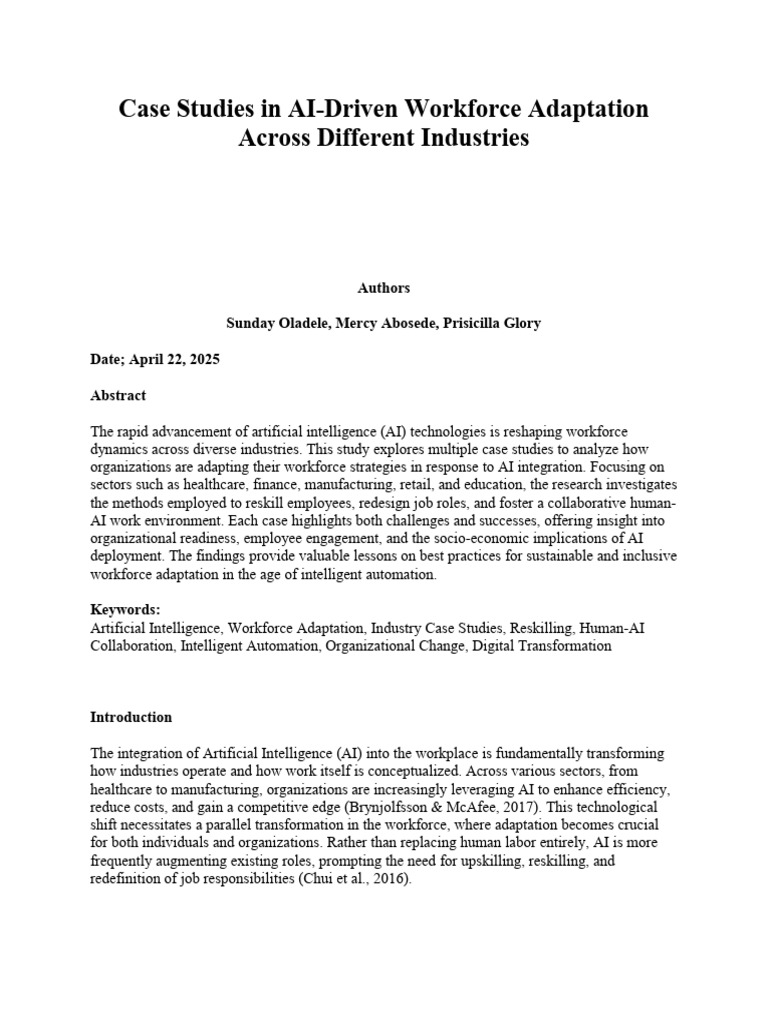 AI Workforce Adaptation Case Studies | PDF | Artificial Intelligence ...