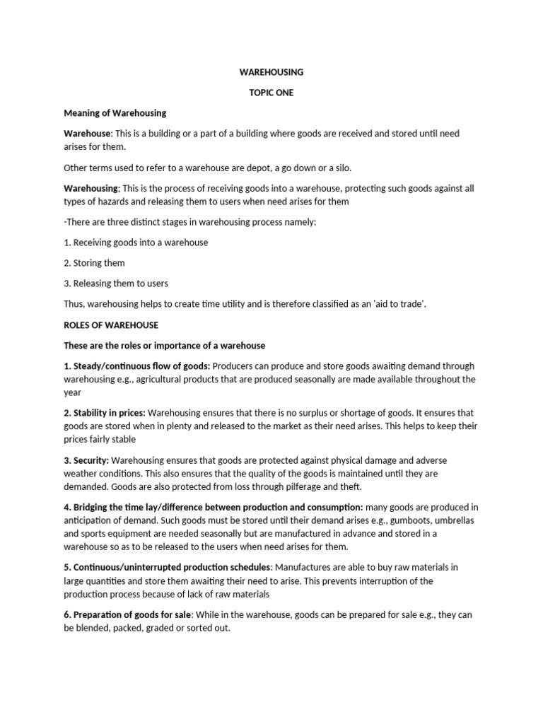 Understanding Warehousing Processes and Roles | PDF | Warehouse | Inventory