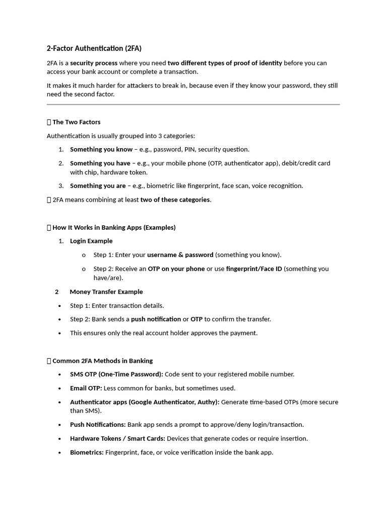 Understanding 2-Factor Authentication in Banking | PDF | Crime ...