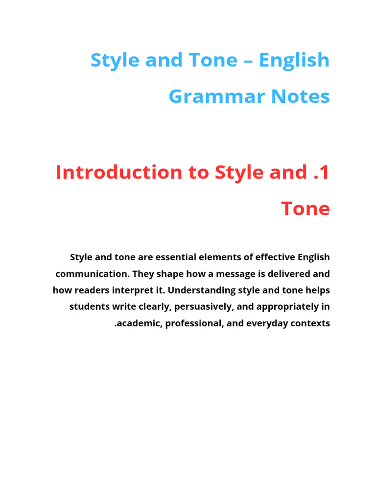 Mastering Style and Tone in Writing | PDF | Communication | English ...