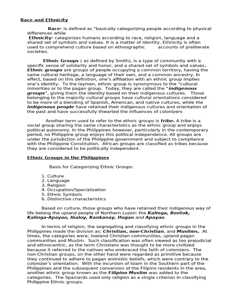 Understanding Race and Ethnicity in the Philippines | PDF | Ethnicity ...