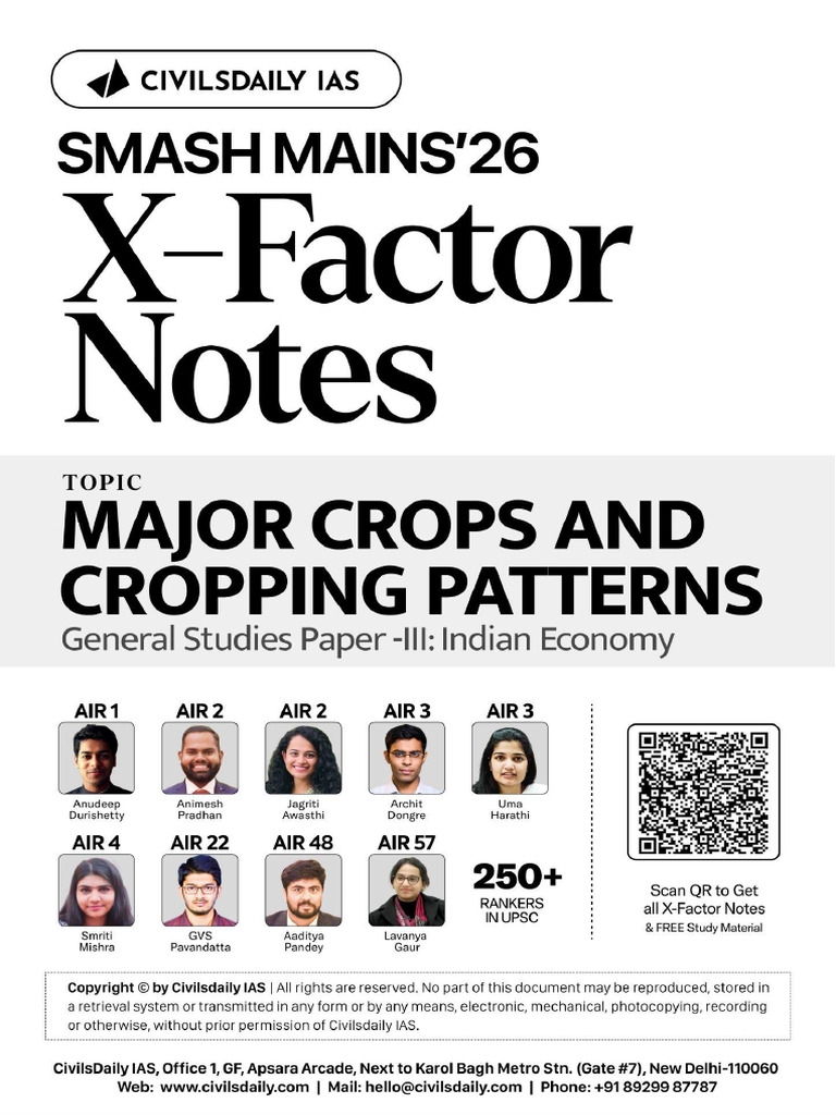 Major Crops and Cropping Patterns in India | PDF | Crops | Agriculture