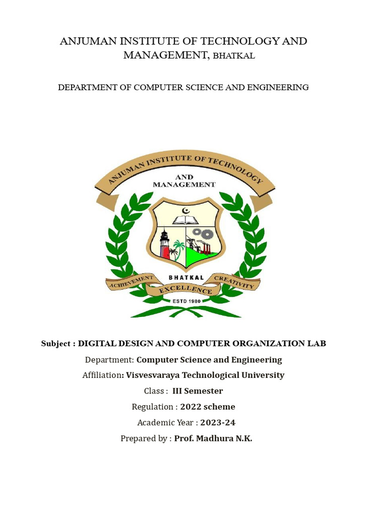 Digital Design Lab Guide for CSE Students | PDF | Digital Electronics ...