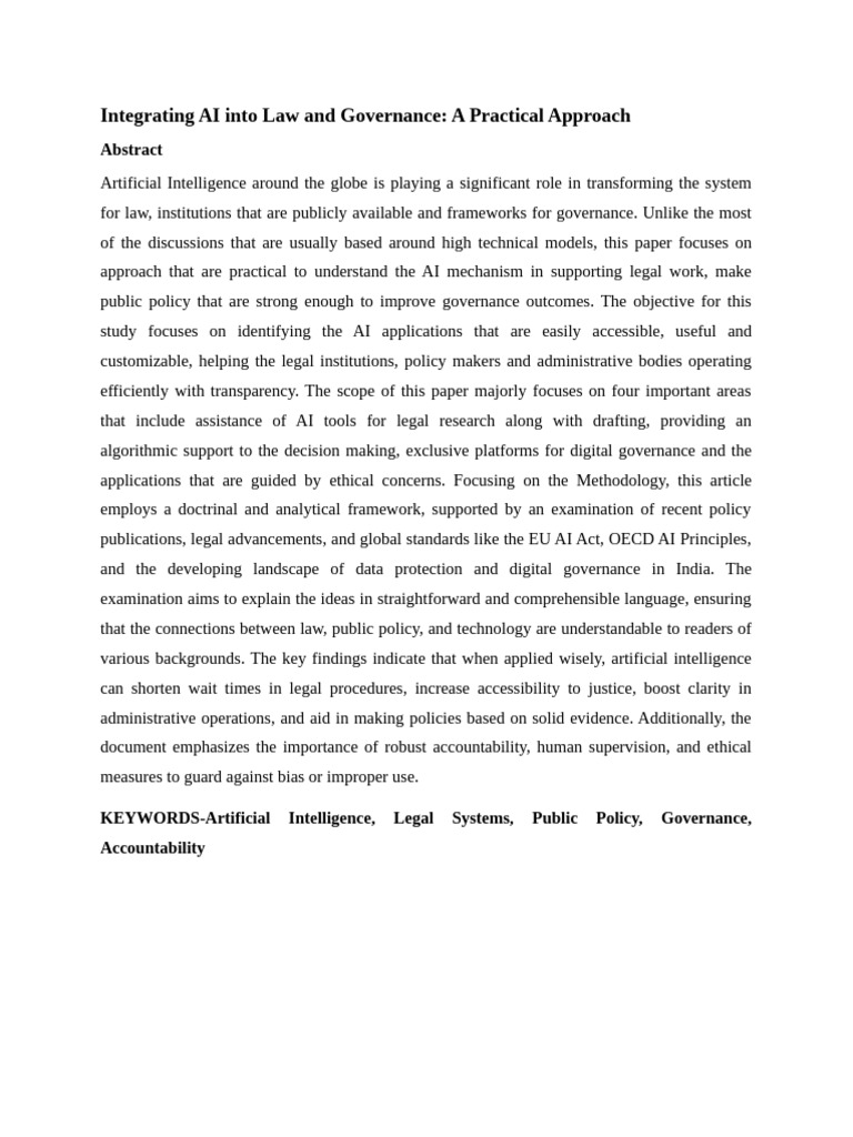 AI in Law and Governance: Practical Insights | PDF | Artificial ...