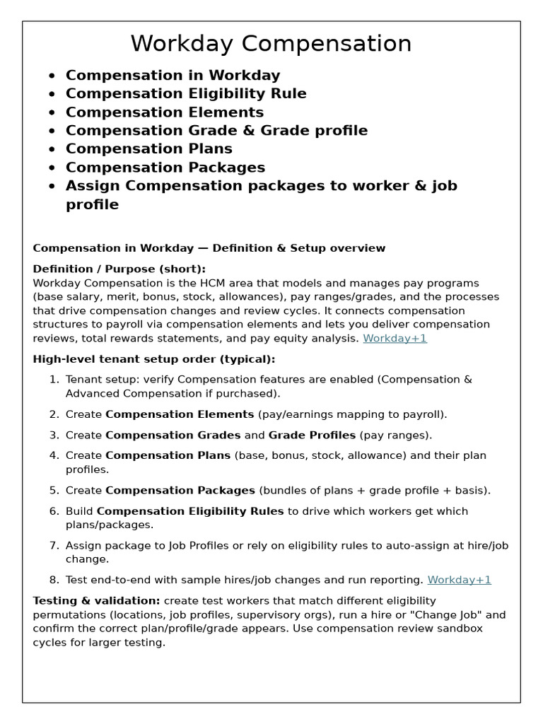 Workday Compensation Setup Guide | PDF | Payroll | Business
