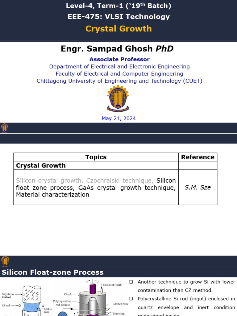 VLSI Technology: Crystal Growth Techniques | PDF | Crystallographic ...