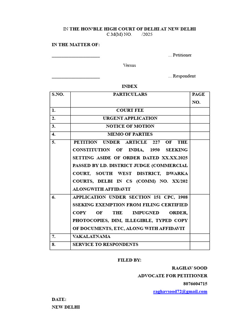 Petition to Set Aside High Court Order | PDF | Affidavit | Legal Procedure