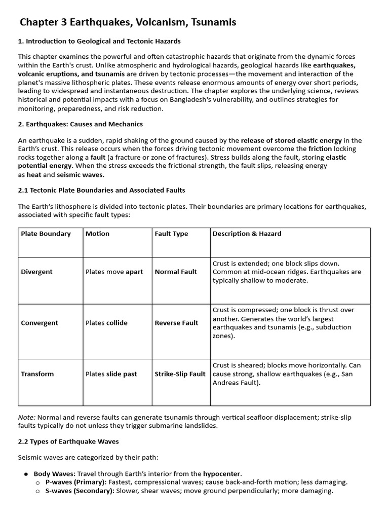 Geological Hazards: Earthquakes & Tsunamis | PDF | Volcano | Earthquakes